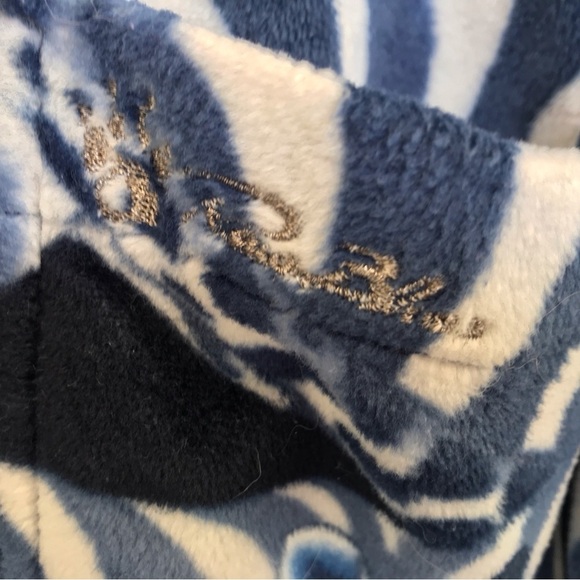 Raw Blue Rugged Wear Fleecey Shirt SzL Collar/Cuffs Animal Print Blue - Picture 7 of 10